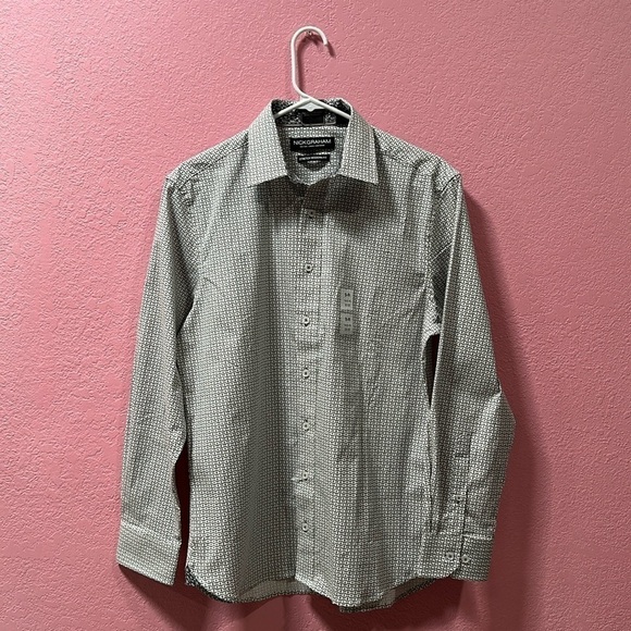 NICK GRAHAM Men’s Gray/White Casual Button Down Shirt Size Small Regular NWT - Picture 1 of 6